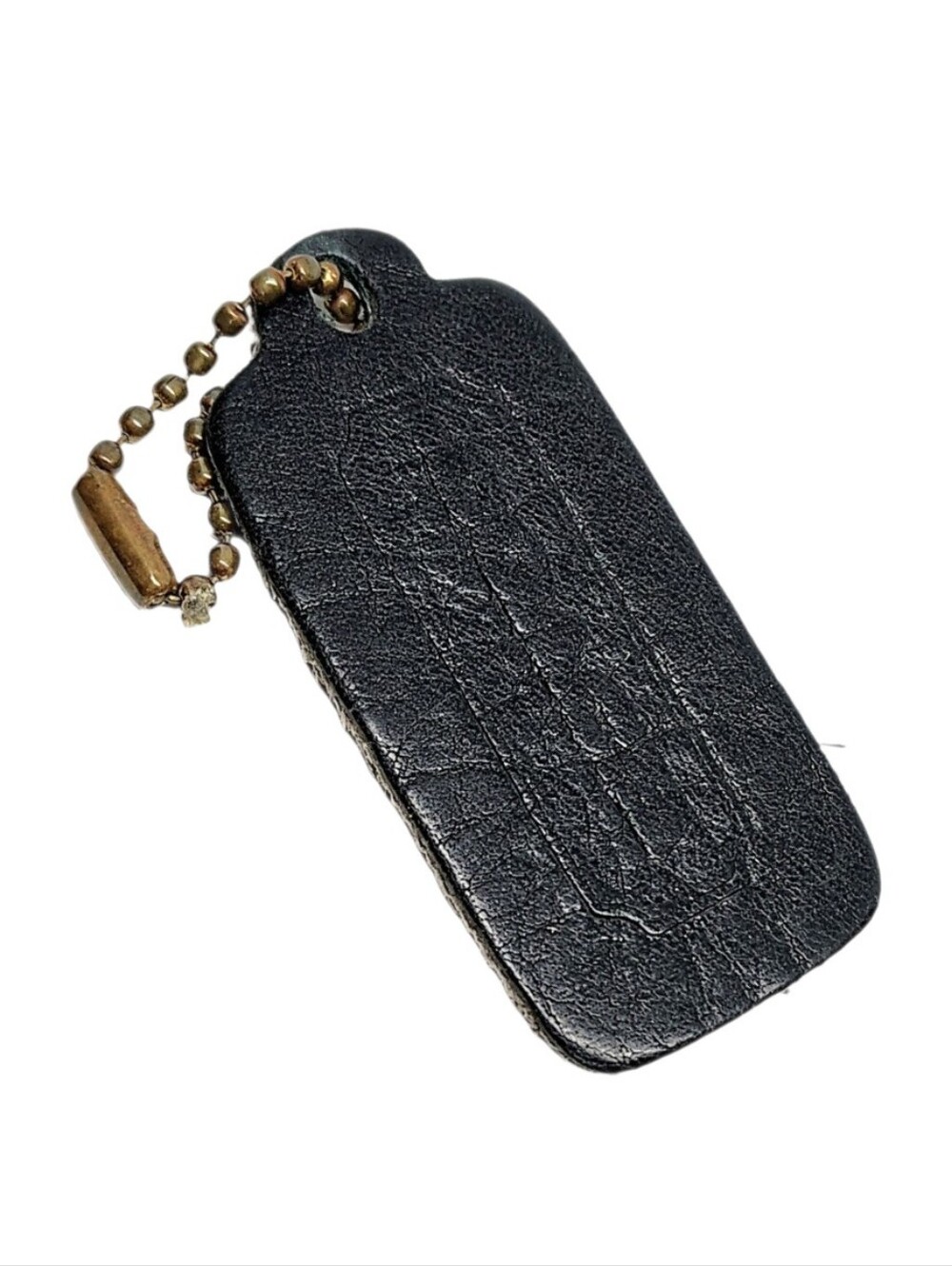 😍 80's Vintage Coach Leatherware 2.25" Black Hangtag Bag Charm Fob Keychain